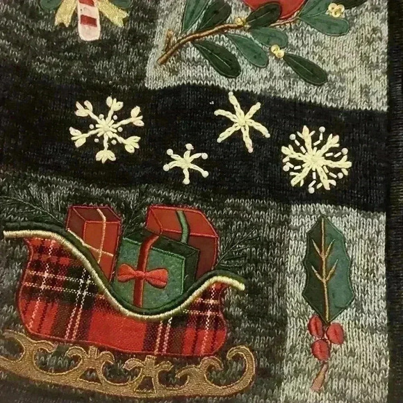 Vintage‎ Tiara International Christmas Sweater Size Large Stockings Cardinal - Picture 5 of 11